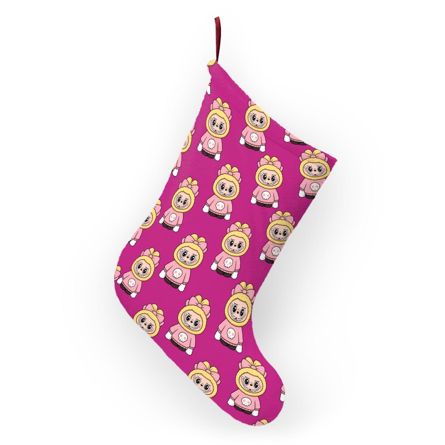 Labubu Pattern Pink Christmas Stocking | Cute Holiday Decoration