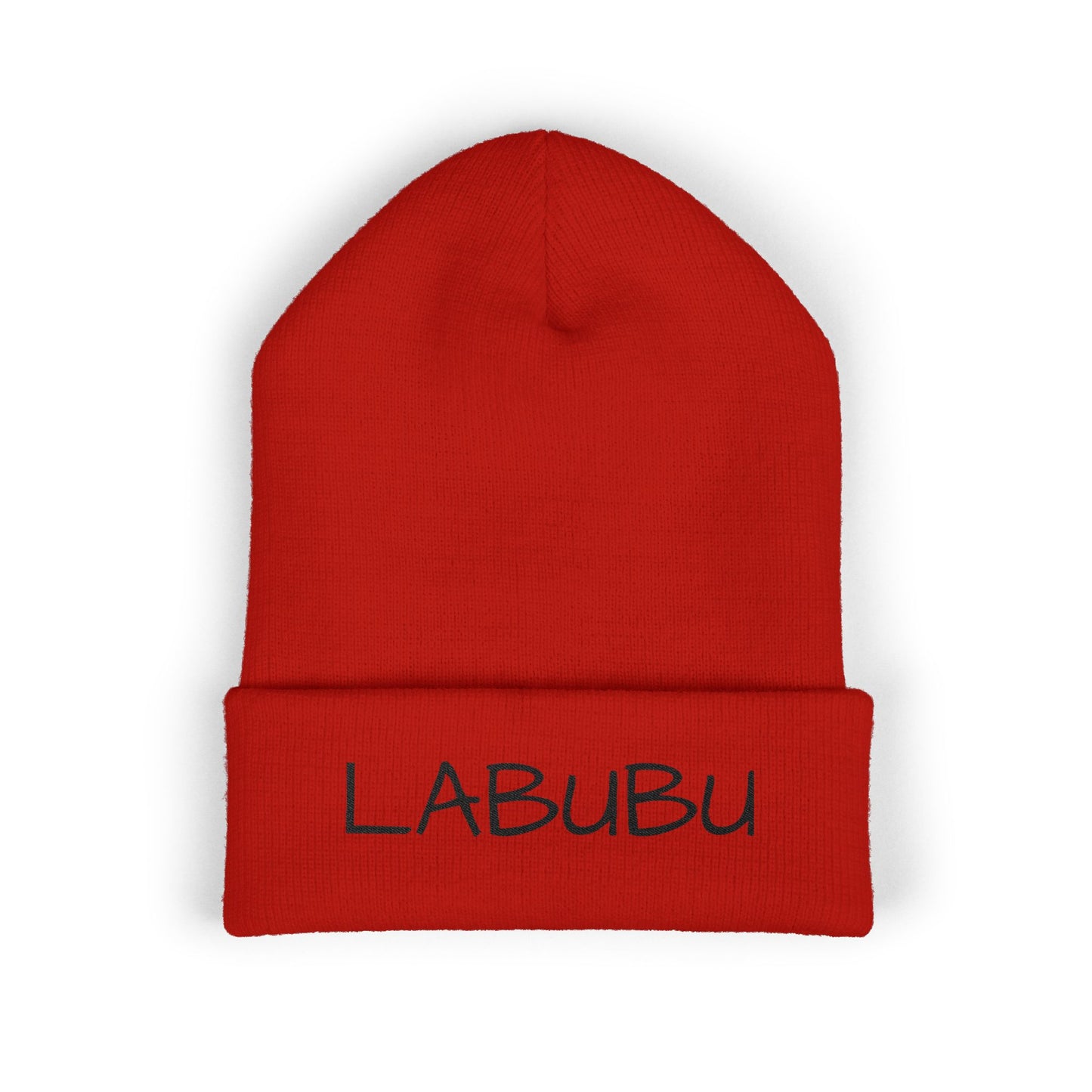 LABUBU Embroidered Cuffed Beanie — Classic Knit Winter Hat