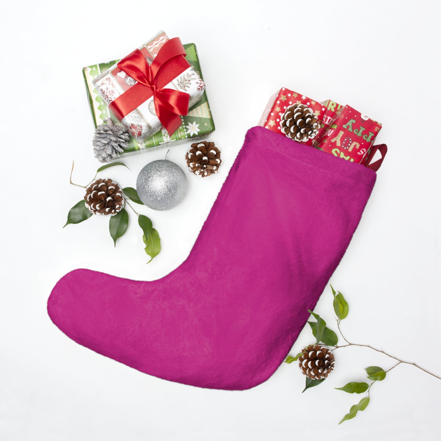 Labubu Pattern Pink Christmas Stocking | Cute Holiday Decoration