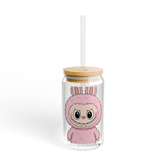 LABUBU Pink Sipper Glass | 16oz Straw Tumbler