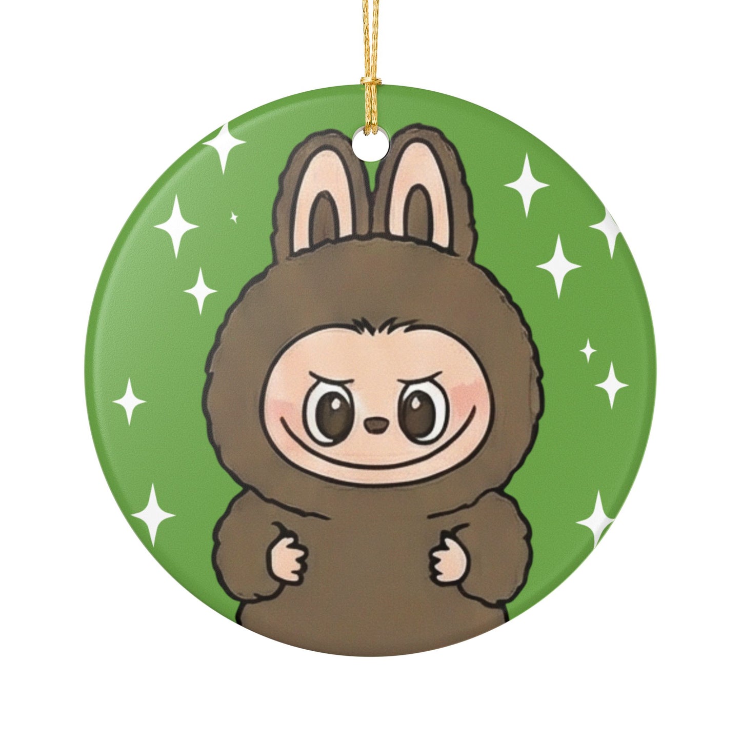 Labubu Character Ornament | Ceramic Round Christmas Ornament