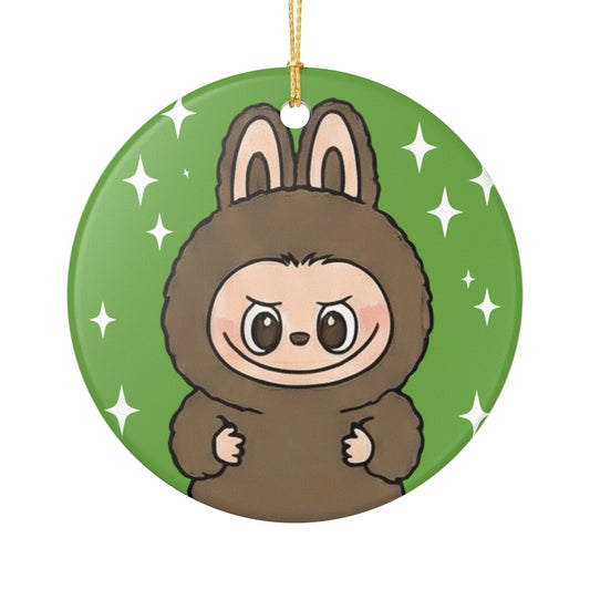 Labubu Character Ornament | Ceramic Round Christmas Ornament