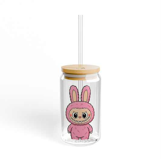LABUBU Pink Sipper Glass | 16oz Straw Tumbler