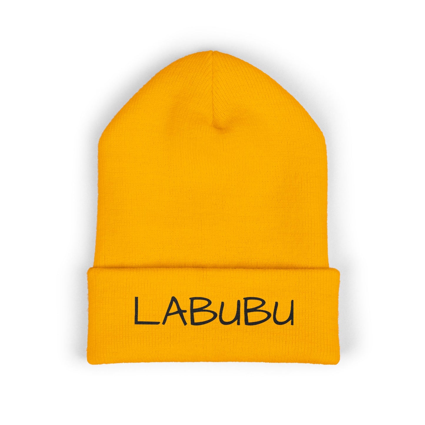 LABUBU Embroidered Cuffed Beanie — Classic Knit Winter Hat