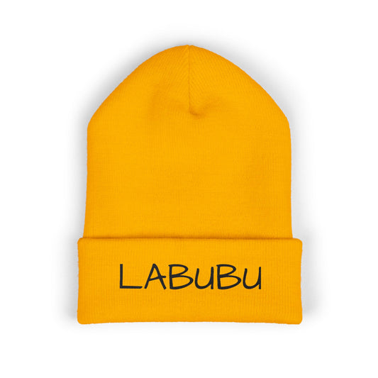 LABUBU Embroidered Cuffed Beanie — Classic Knit Winter Hat