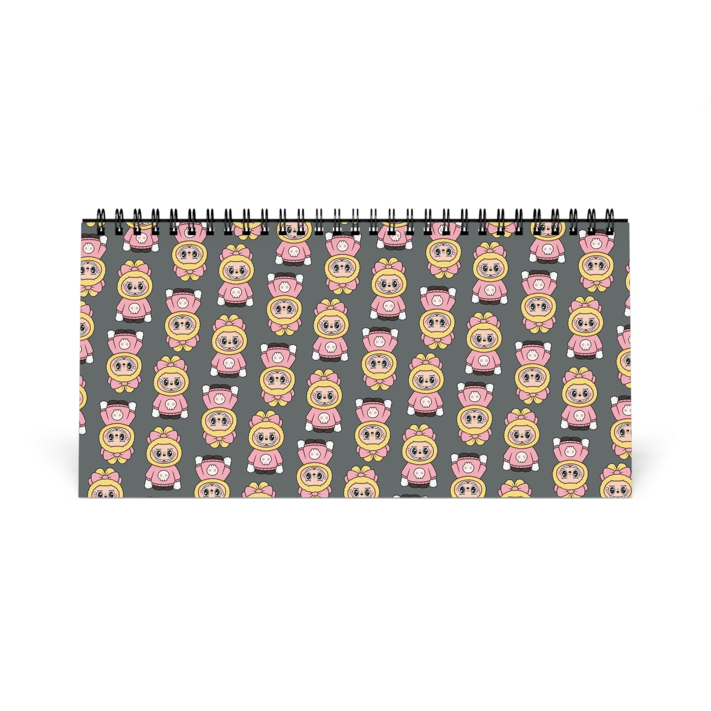 Labubu Pattern Desktop Calendar | Spiral Desk Planner