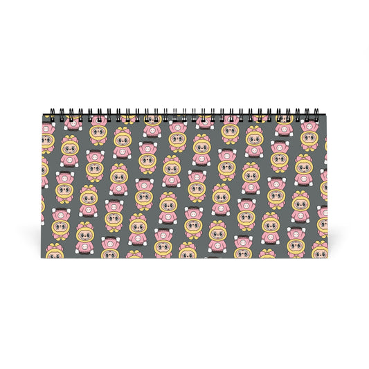 Labubu Pattern Desktop Calendar | Spiral Desk Planner