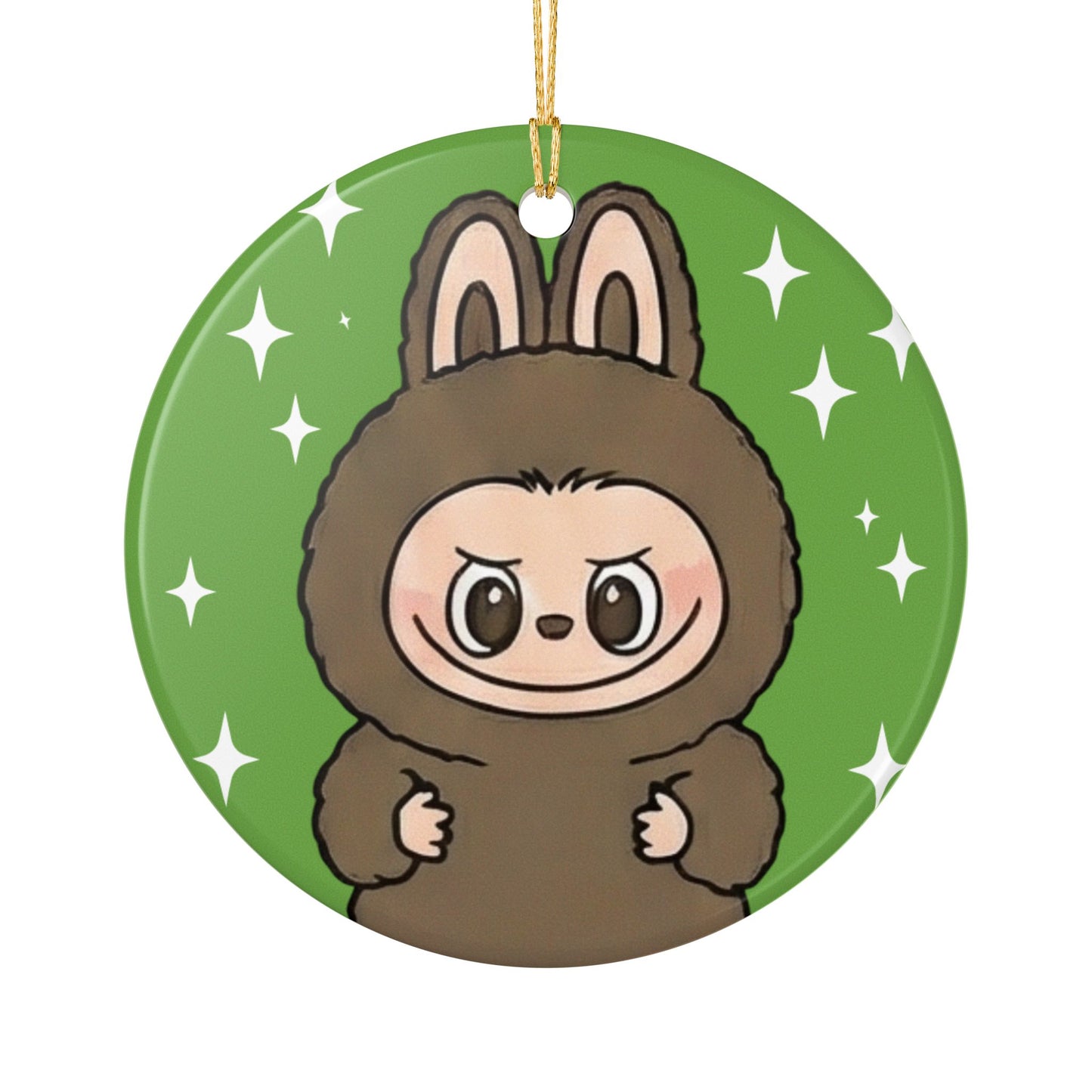 Labubu Character Ornament | Ceramic Round Christmas Ornament