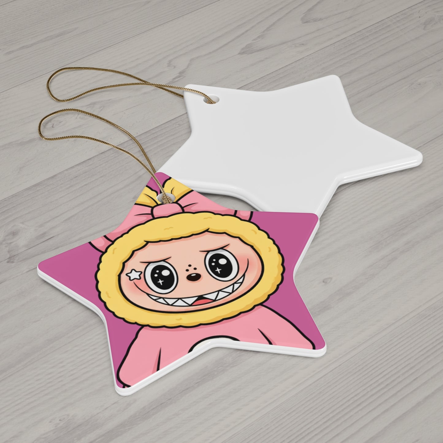 Cute LABUBU Ceramic Ornament | Star Shape | Heart Shape | Circle Shape | Snowflake Shape