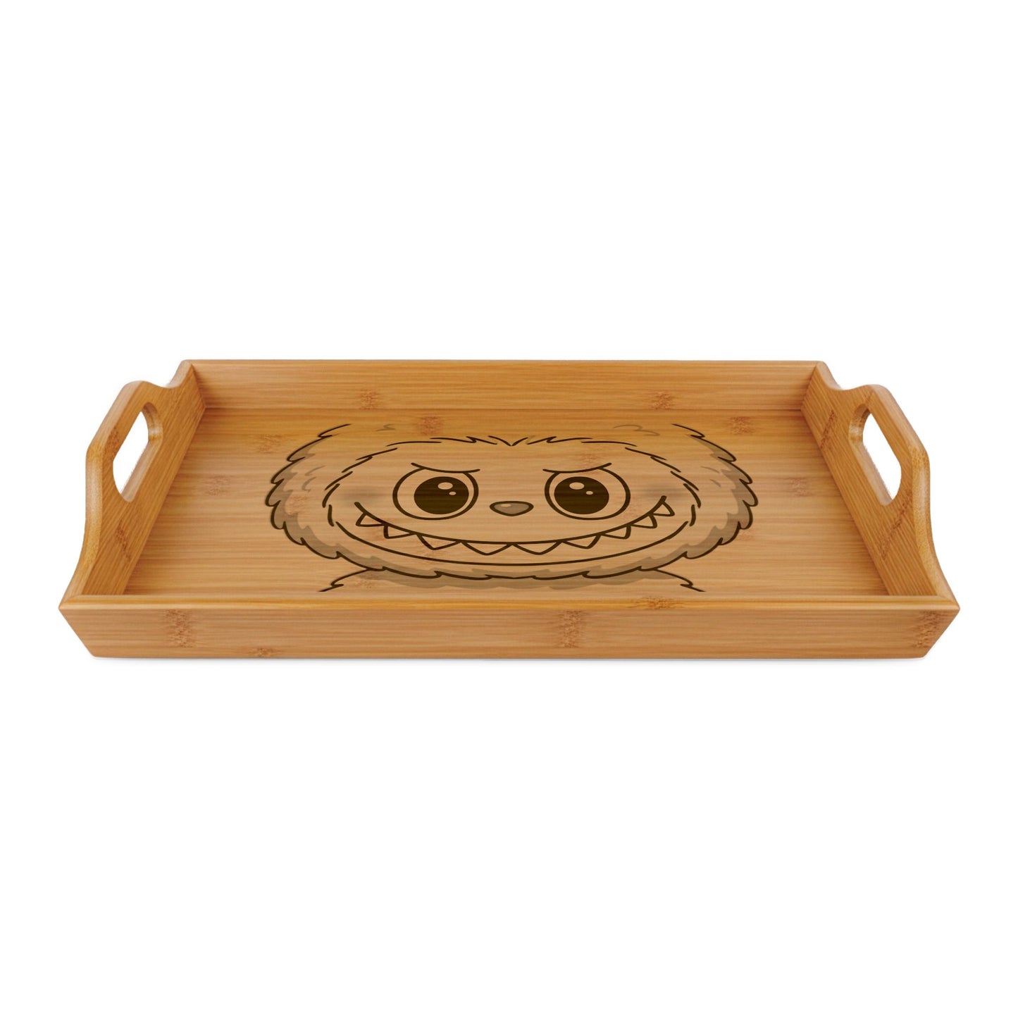 Engraved Labubu Bamboo Serving Tray  — Decorative Breakfast & Snack Tray