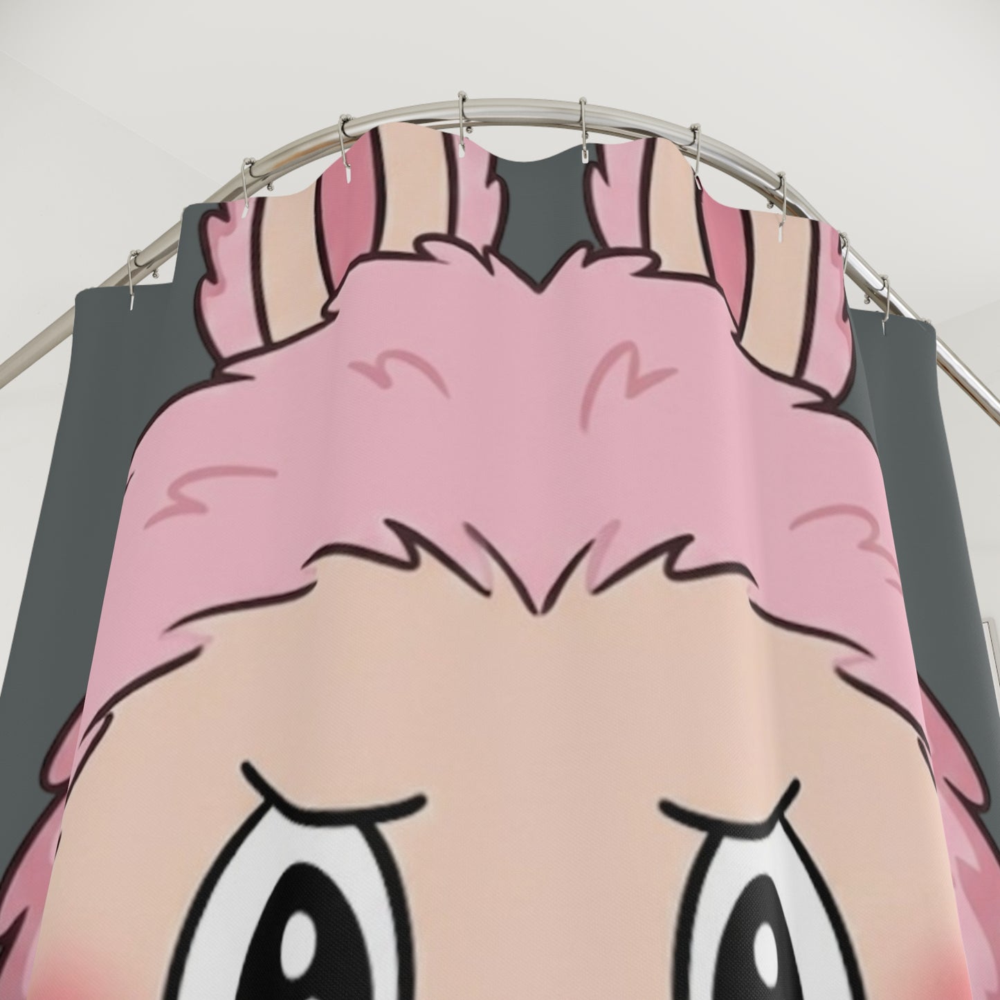 Pink Labubu Shower Curtain — Playful Kids Bathroom Decor