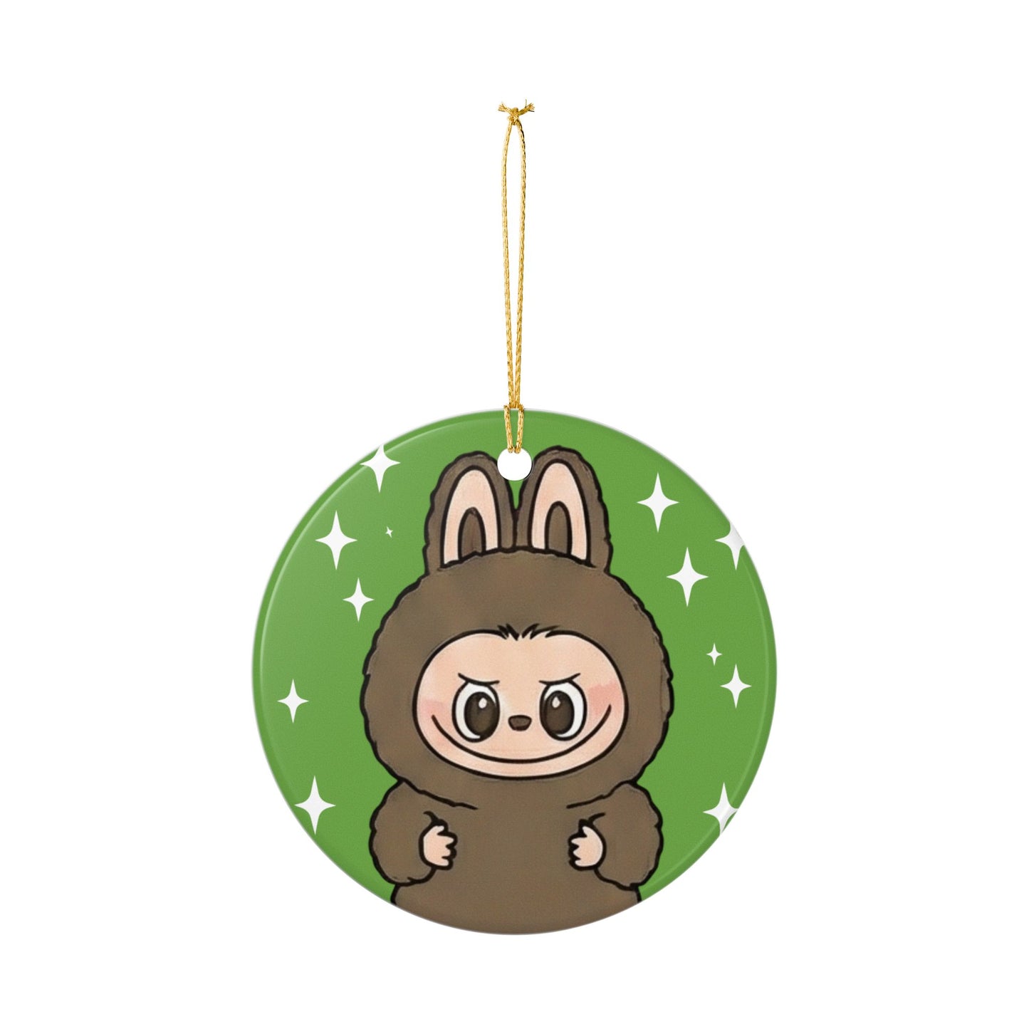 Labubu Character Ornament | Ceramic Round Christmas Ornament
