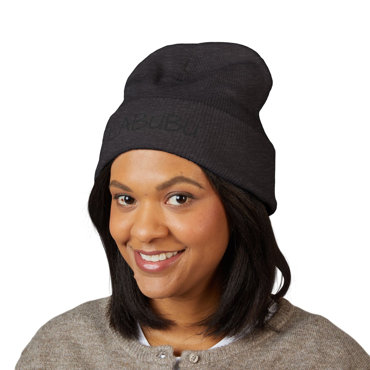 LABUBU Embroidered Cuffed Beanie — Classic Knit Winter Hat