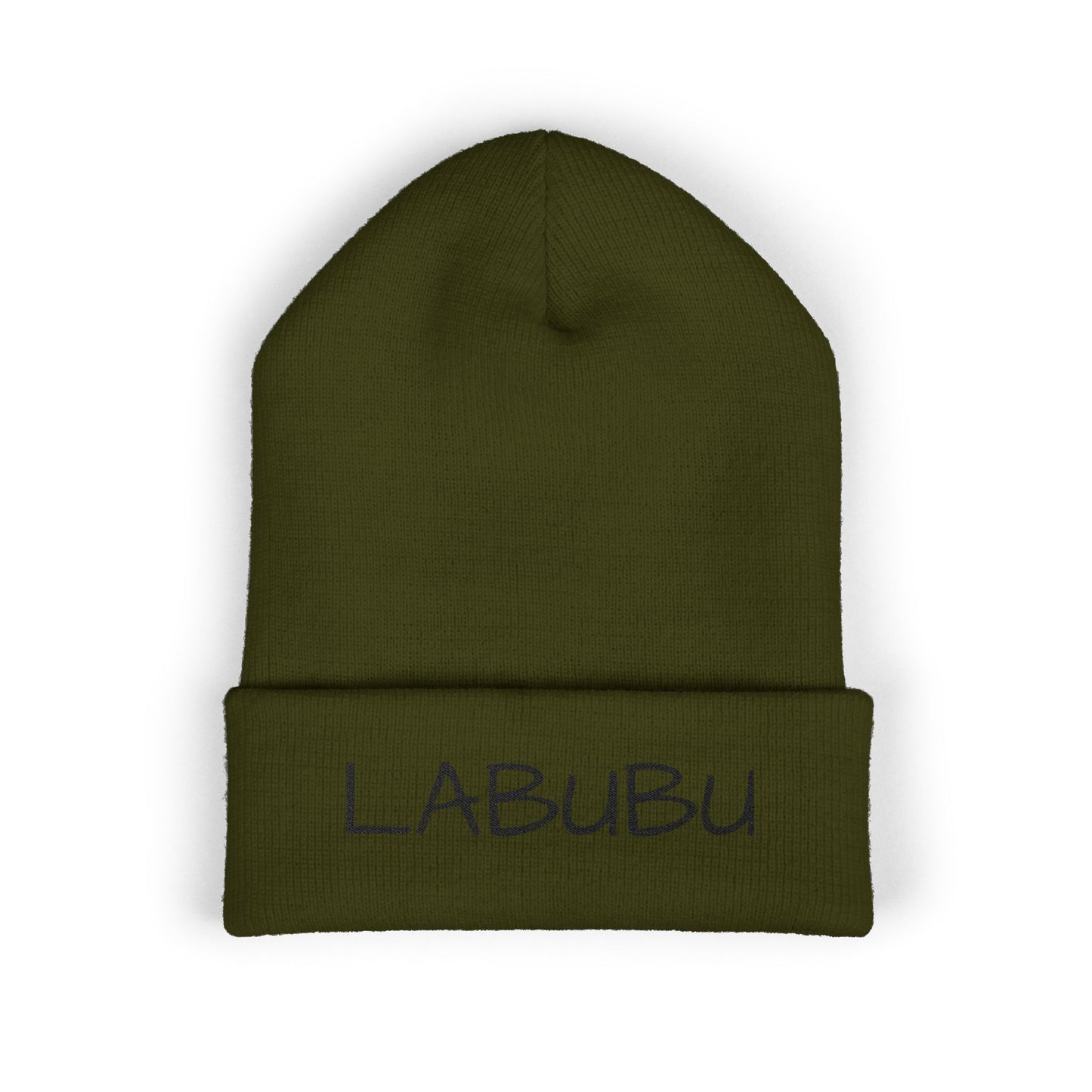 LABUBU Embroidered Cuffed Beanie — Classic Knit Winter Hat