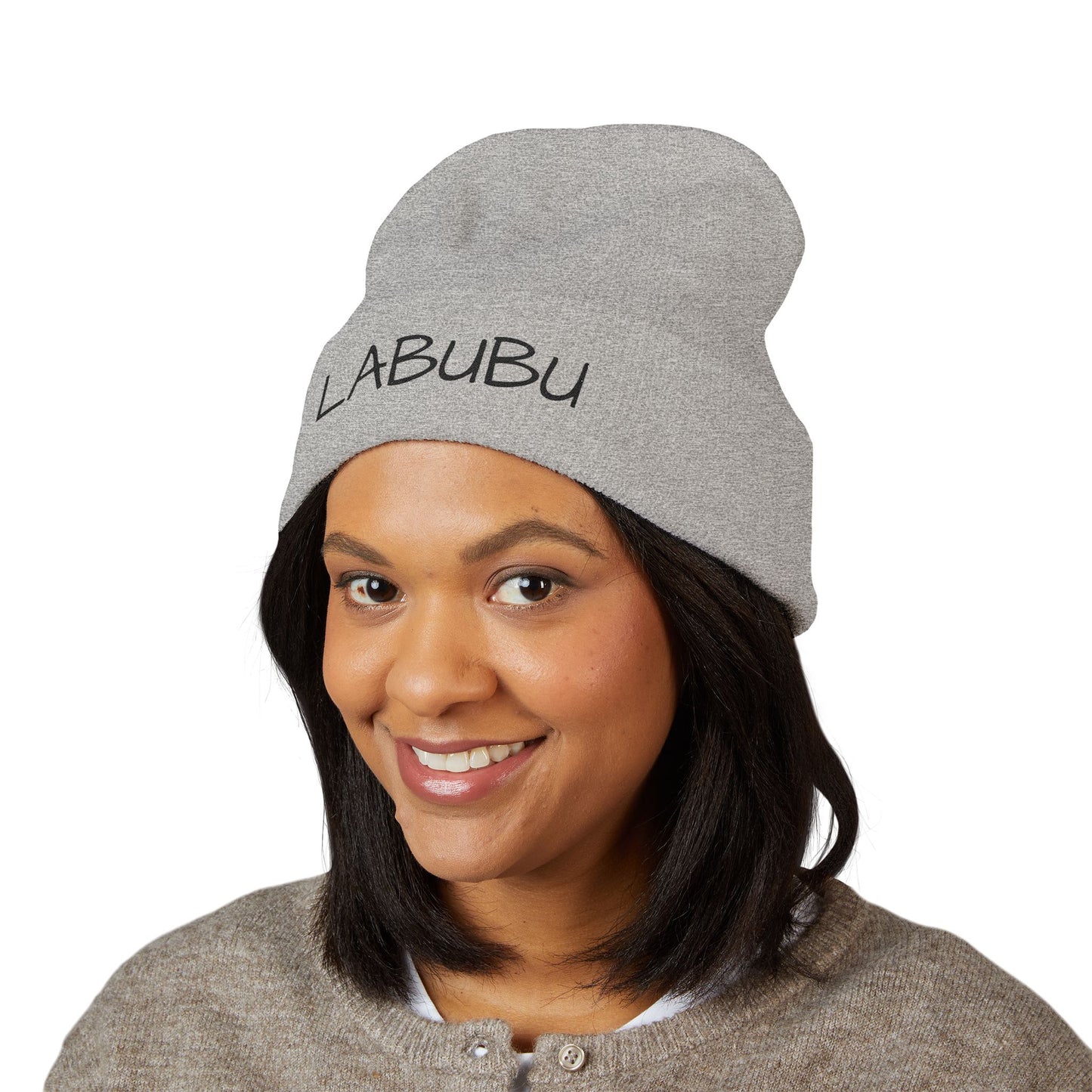 LABUBU Embroidered Cuffed Beanie — Classic Knit Winter Hat