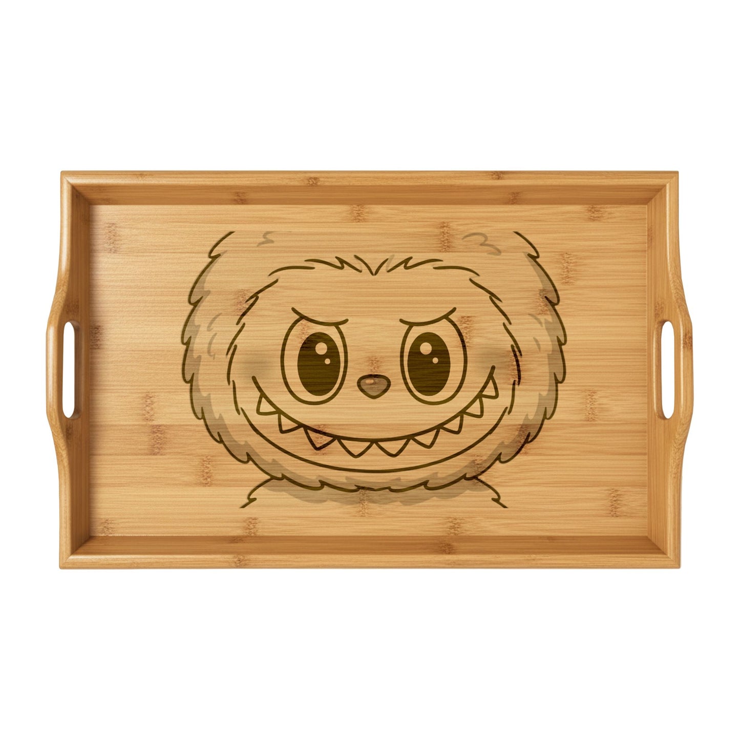 Engraved Labubu Bamboo Serving Tray  — Decorative Breakfast & Snack Tray