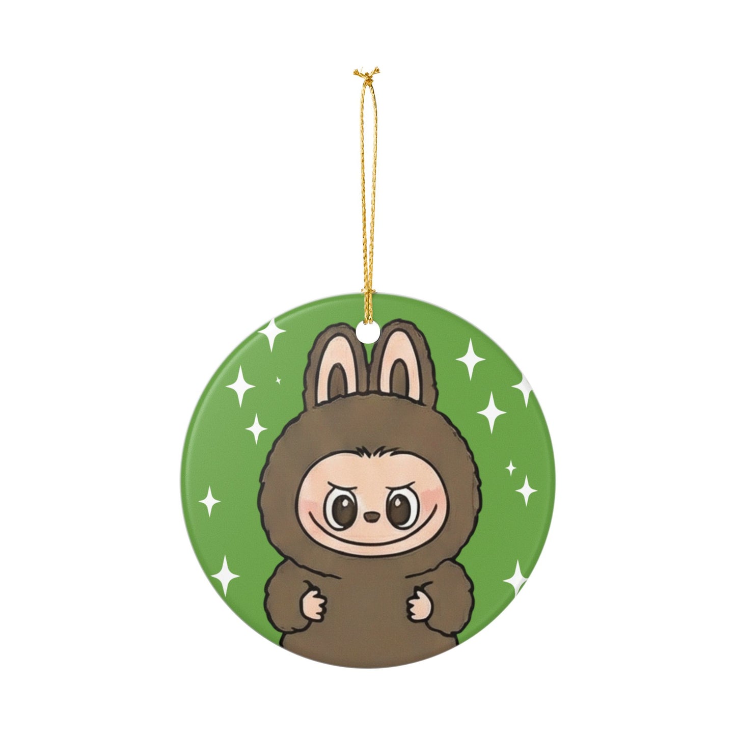 Labubu Character Ornament | Ceramic Round Christmas Ornament