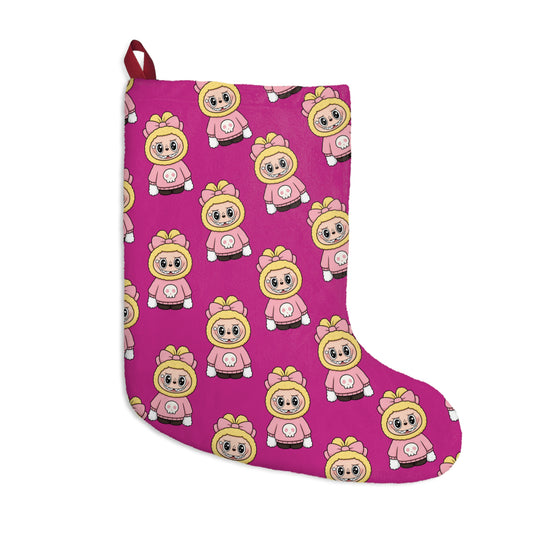 Labubu Pattern Pink Christmas Stocking | Cute Holiday Decoration