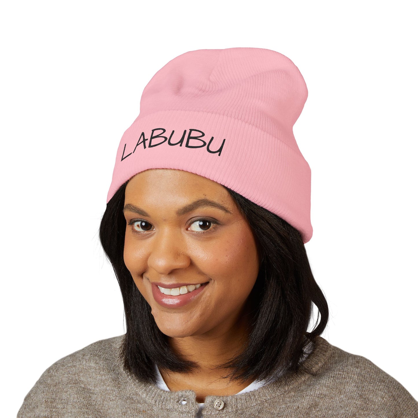 LABUBU Embroidered Cuffed Beanie — Classic Knit Winter Hat