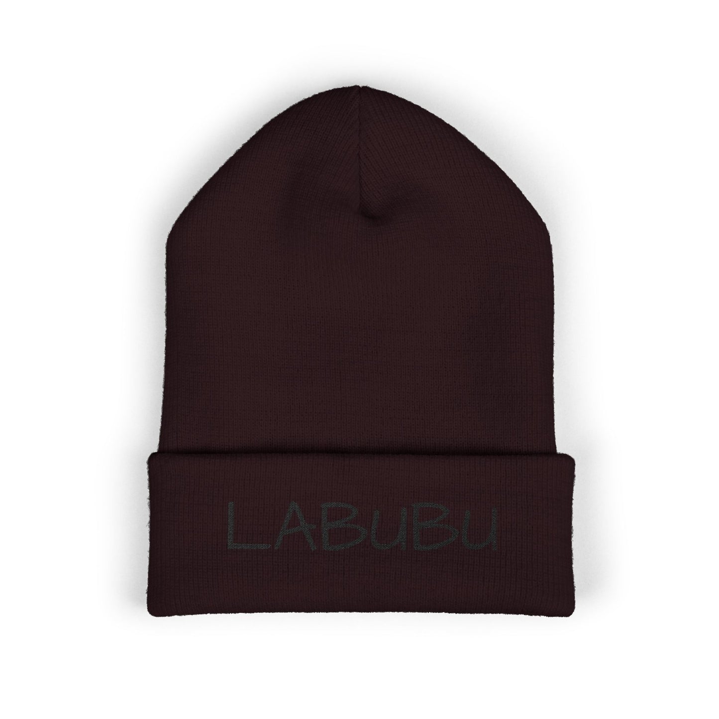 LABUBU Embroidered Cuffed Beanie — Classic Knit Winter Hat